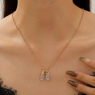 Daily Fashion Versatile Elegant Ballet Shoes Style Imitation Broken Diamond Necklace Pendant