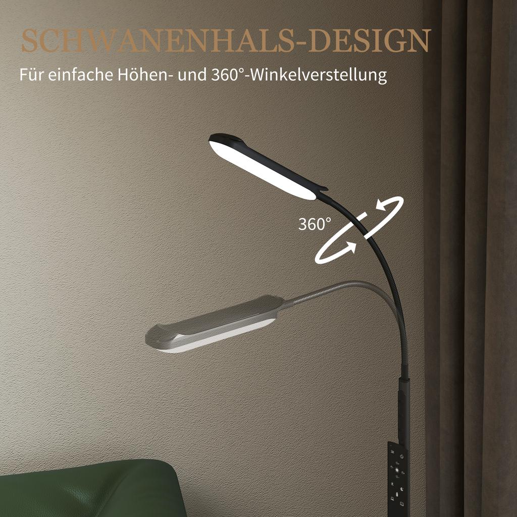 LED Floor Lamp Dimmable, Remote Control, 360 degrees Gooseneck, Black