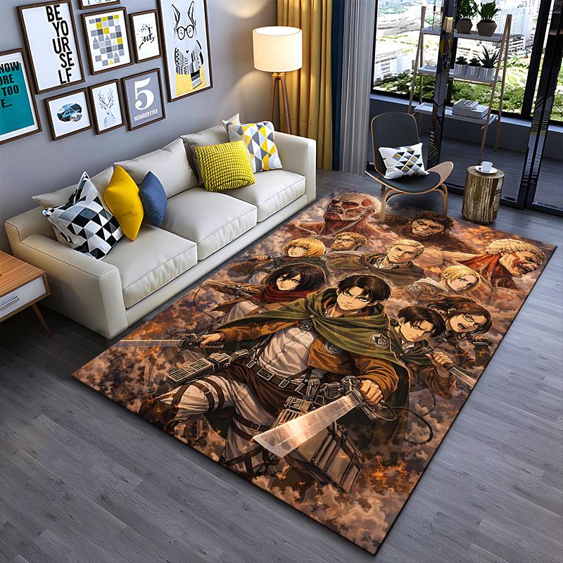 Anime Warriors Epic Battle Scene suitable as a non-slip mat for the living room or bedroom sofa