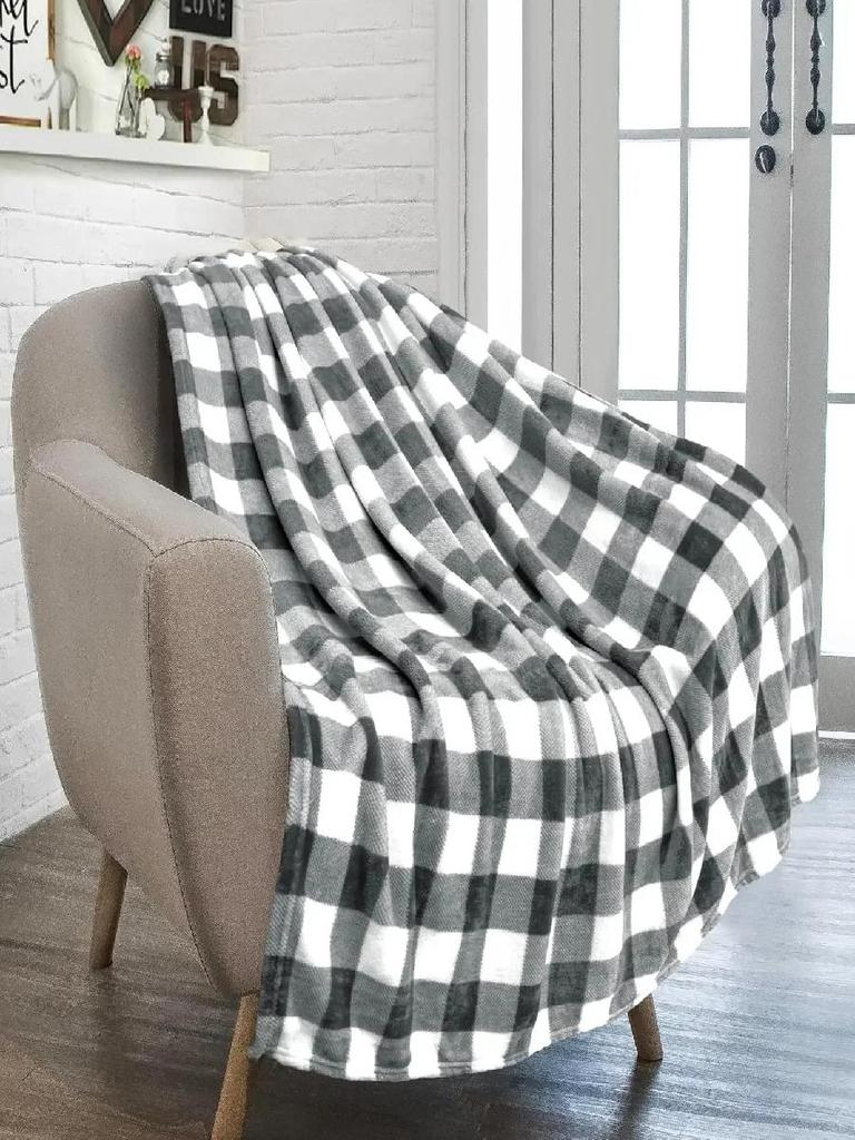 Warme kuschelige karierte Flanell-Kuscheldecke Weiche schwarz-rote Karomuster-Dekoration für Sofa Weihnachtsgeschenk Heimtextilien