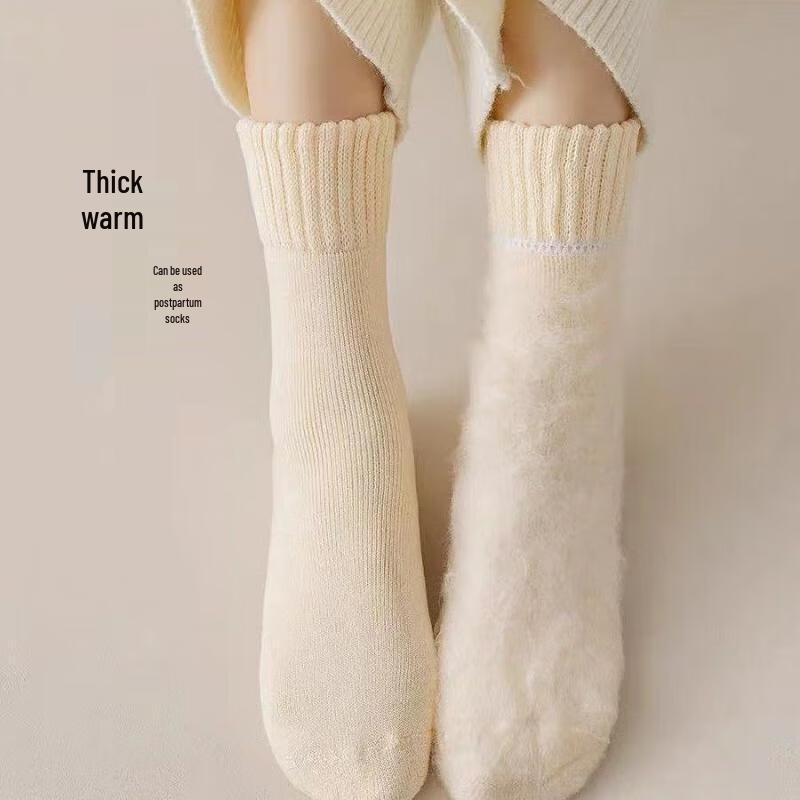 JINGRX Women's Warm Cashmere Blend Mid-Calf Socks