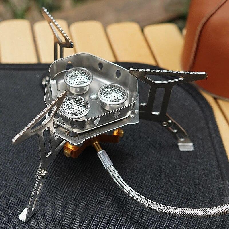 Outdoor Camping Gas Stove Foldable Portable 3 Head Stove for Travel Picnic BBQ 5800W Big Power Camping Windproof Stove Burner
