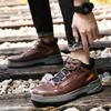 Men's Oversized Casual Leather Shoes - Autumn/Winter, Thick Cotton, Youth Hiking and Outdoor Workwear Shoes