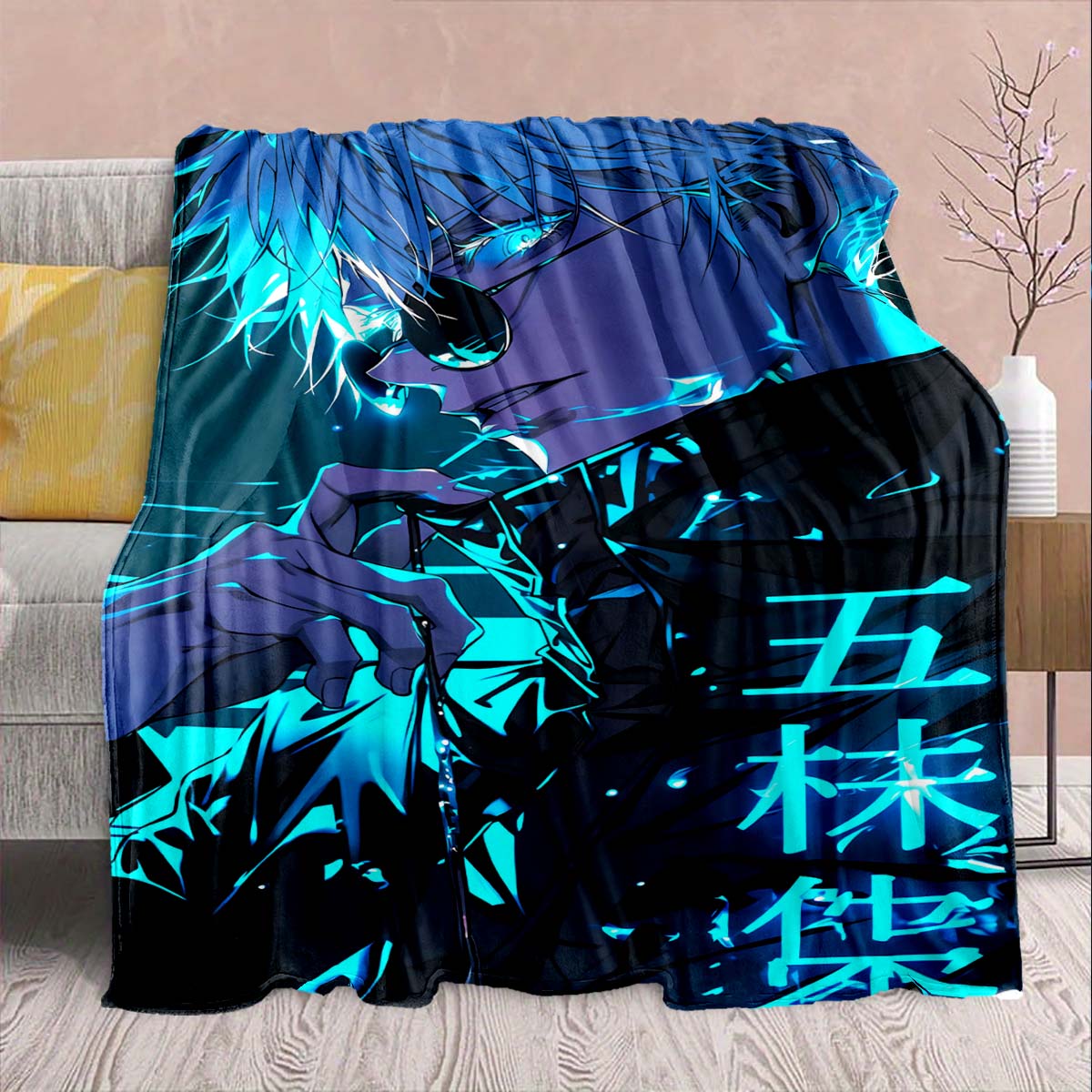 

Jujutsu Kaisen Anime Flannel Blanket - Soft Warm Perfect for Sofa, Bedding Camping Travel Office Home Decor -QJY 75x90cm