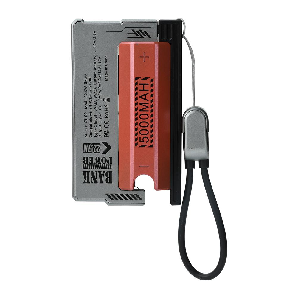 Type-C 1*21700 Mobile Power Supply Shell 22.5w Fast Charging With Built-In Hanging Rope Charging Cable DIY Battery Box