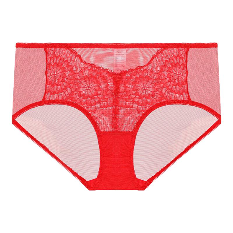 Aimer Women's Red Lace Mid-Waist Briefs