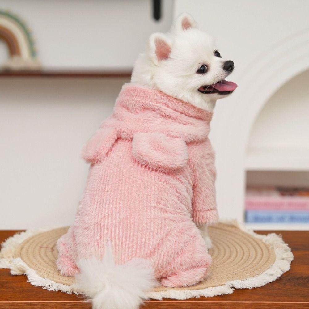 Cat Hooded Coat Warm Puppy Winter Overall Hooded Thick Pet Pajamas Velvet Dog Jumpsuit Outdoor