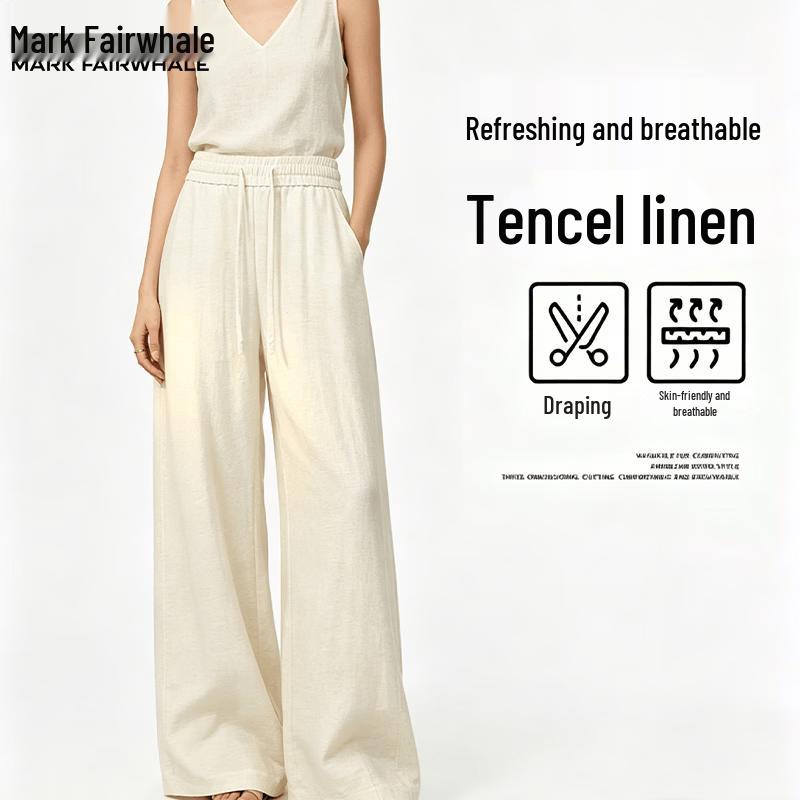 MARK FAIRWHALE Men s Old Money Style Tencel Linen Ice Silk Casual Pants L