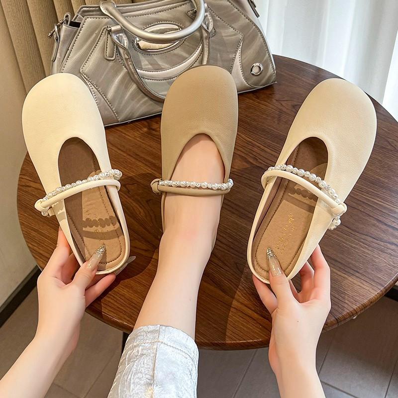 Flat Bottom Soft Bottom Bag Head Half Slippers Women's Outer Wear 2025 New Spring and Summer Cool Slippers Mary Jane Gentle Evening Shoes
