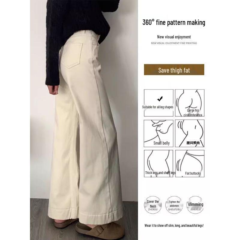 Women's Plus Size White Micro Flare Jeans, Loose Fit for Autumn 2025