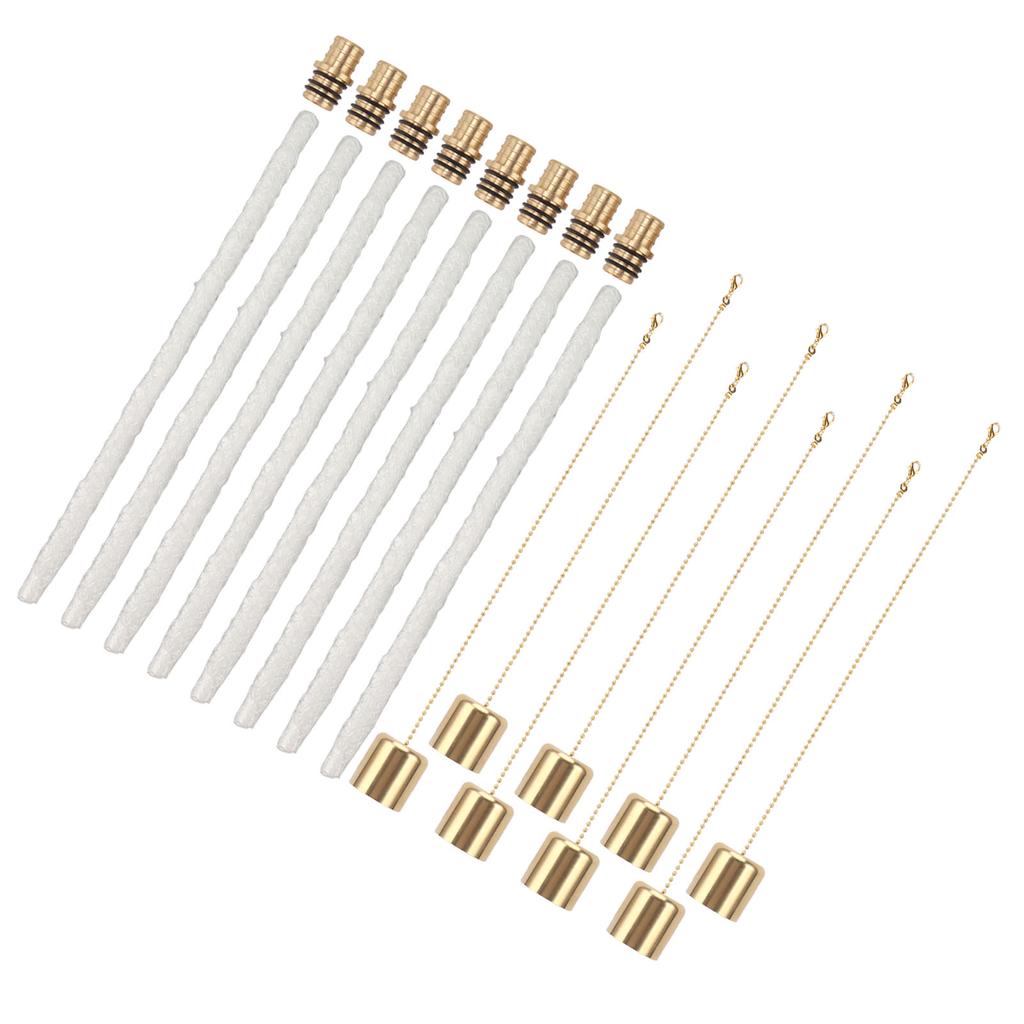 8Pack Wine Bottle Torch Kit Long Life Torch Wicks Brass Torch Wick Holders Caps Wine Bottle Torch