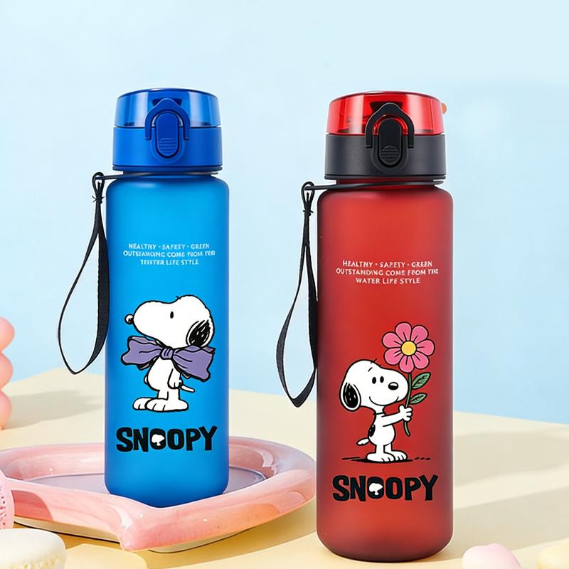 650ml Animation Snoopys Children Water Bottle Boy Girl Outside-Use Sport Straw Mug Animation Design Kids Drink Bottle Leak Proof Polymer Material Jugs
