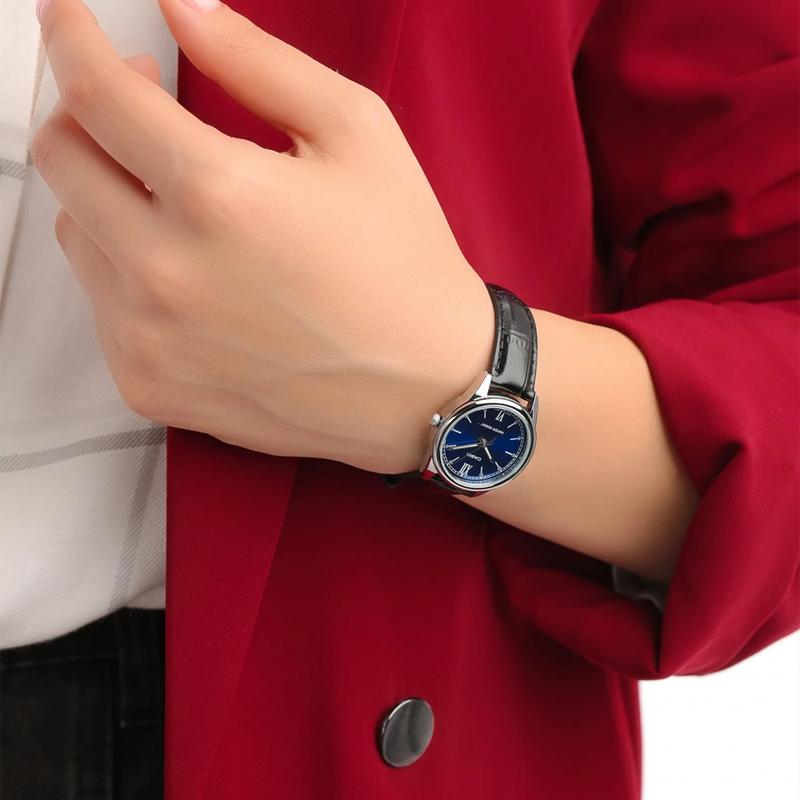 Casio STANDARD series life waterproof quartz movement leather strap Japanese and Korean watch 3428.27.5mm men's watch blue dial LTP-V005L-2B