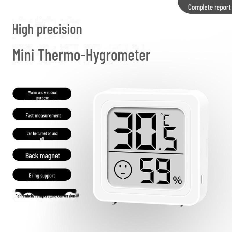 Smiley-Gesicht Hochpräzises Innen-Wand-Thermo-Hygrometer mit Zeit- und Datumsanzeige