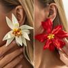Exaggerated Acrylic Three-Dimensional Large Flower Stud Earrings For Women, Fashionable Vacation Style Resin Petal Earrings