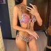 S- XL Sexy Printed Underwired Halter Bikini Women Swimwear Female Swimsuit Two-pieces Bikini Set Bather Bathing Suit Swim