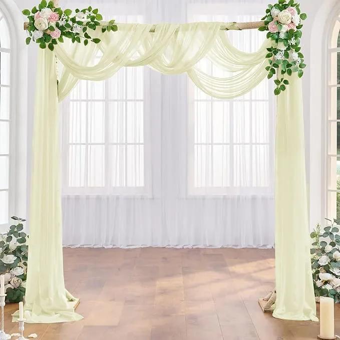 Tessuto Drappeggio Arco Nuziale Drappeggi Arco Trasparenti Chiffon Borgogna Tenda da Esterno Sfondo per Cerimonia Nuziale Festa Decorazione Soffitto