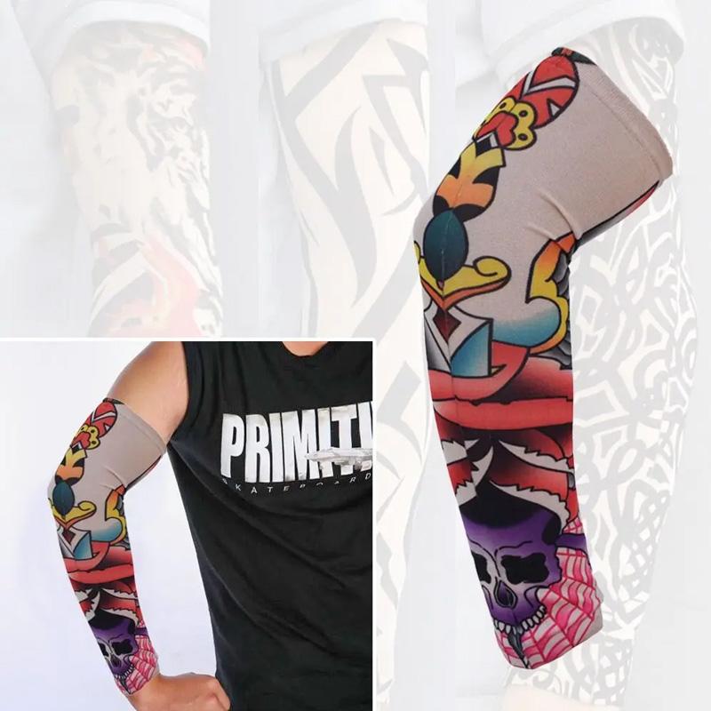 1PC Cooling Outdoor Sport Tattoo Arm Cover Summer Sun Protection New Running Sportswear Flower Arm Sleeves