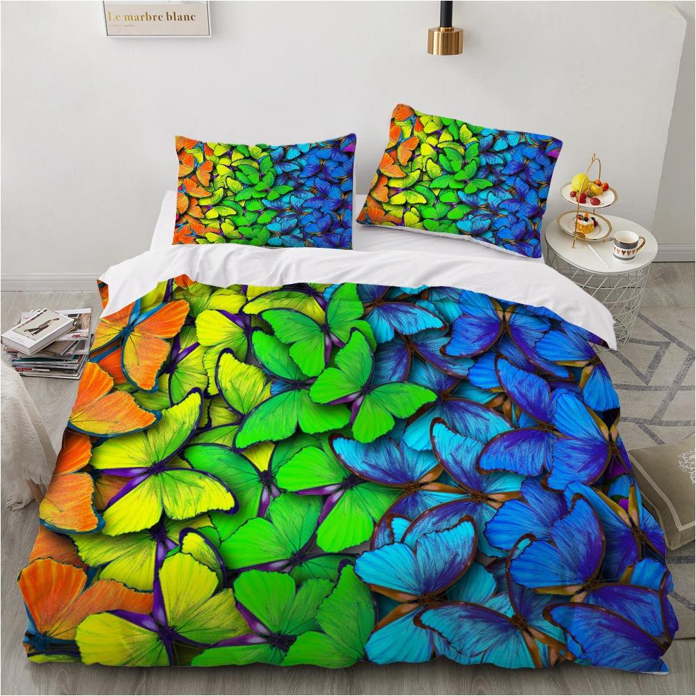 3D Colorful Butterfly Bedding Set Women's Room Duvet Cover DE200 * 200 Full Size Luxury Bedding Cover Butterfly Quilt Cover