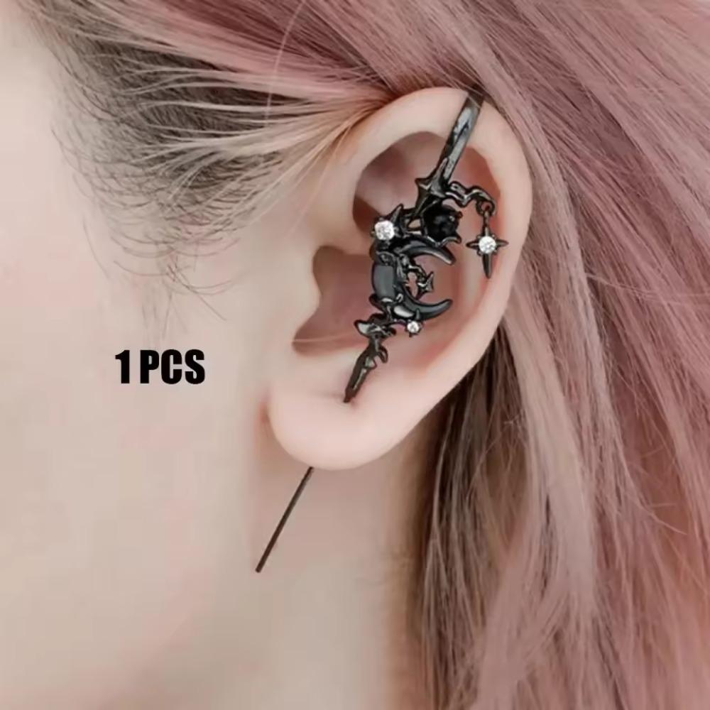 Gothic Charming Ear Delicate Moon Ear Hook Piercing Crow Cross Earring Hooks for Women Wedding Jewelry Accessories