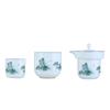 Dehua Ceramic Portable Tea Set - A Thousand Li of Rivers and Mountains (1 Pot, 2 Cups)