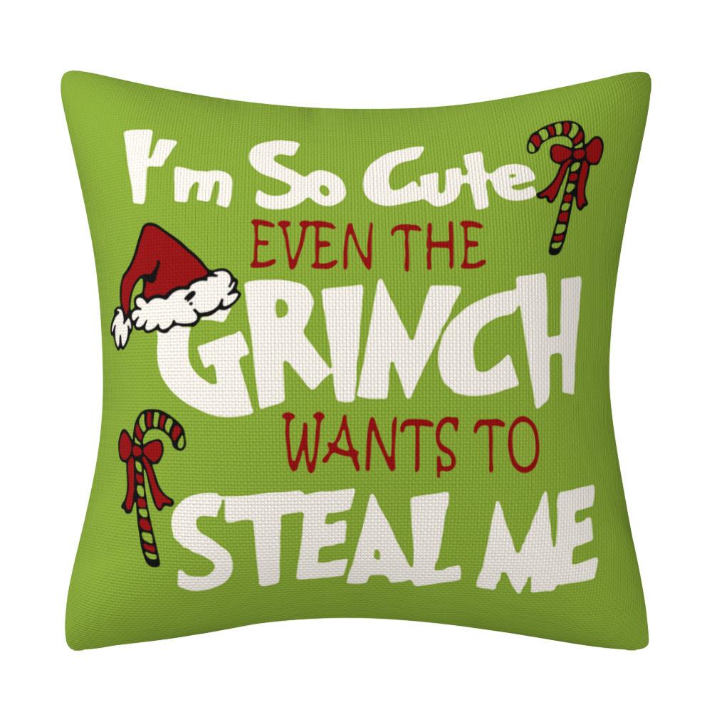 Grinch Cartoon Druck Weihnachts-Kissenbezug Haushaltswaren Kissen Sofa Kissenbezug
