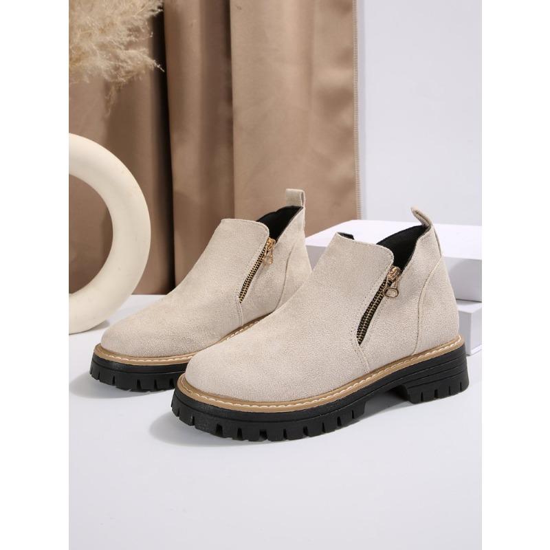 Autumn New Retro Design Casual Zipper Short Boots for Women Comfortable Versatile Non Slip Fashion Thick Soled Ankle Boots