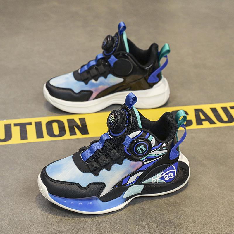 Children's basketball shoes 2025 spring and autumn leather waterproof wear-resistant explosive basketball shoes middle-aged and older children's and p