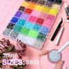 Nail Art Accessories: 40-Grids Colored Resin Flat-Bottom Jelly Rhinestones for DIY Nails, Clothing, and Phone Decoration