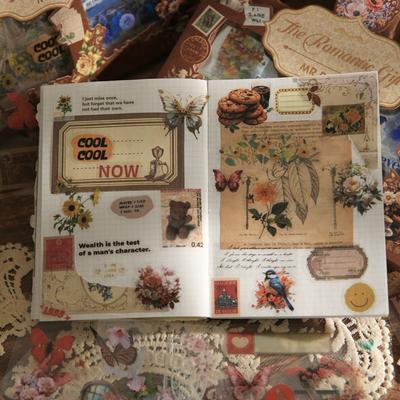 2 Style Stickers Box Creative Retro Romantic Gift Series PET Material Stickers Gifts Handbook DIY Decoration Collage Stationary