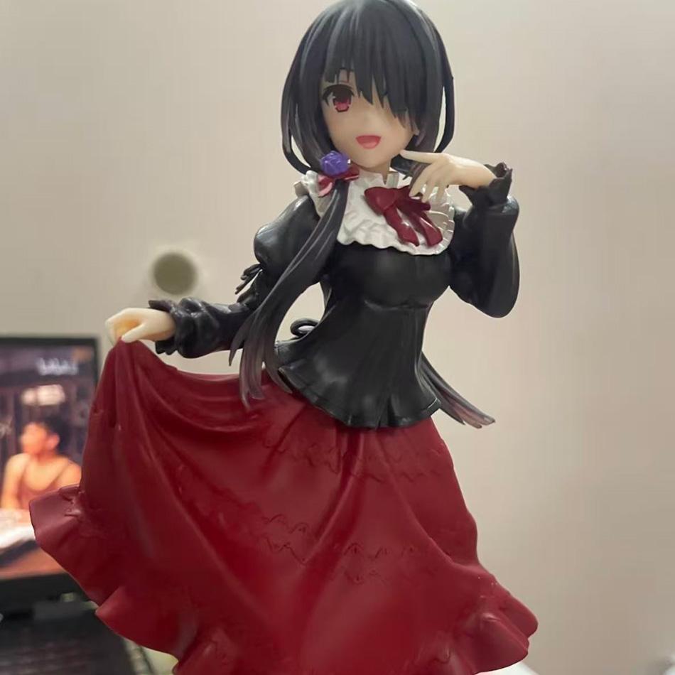 In stock 18CM Anime DATE A LIVE Tokisaki Kurumi Anime Figure Cute Girl Red Dress PVC Up Model Desk Ornament Collection Model Toy