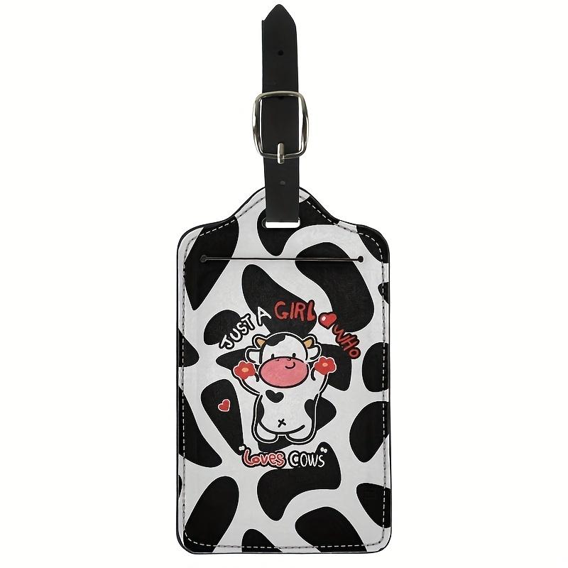 1 pz serie animali mucca modello etichetta bagaglio PU spazio pelle etichetta bagaglio anti-smarrimento etichetta viaggio carta d'imbarco