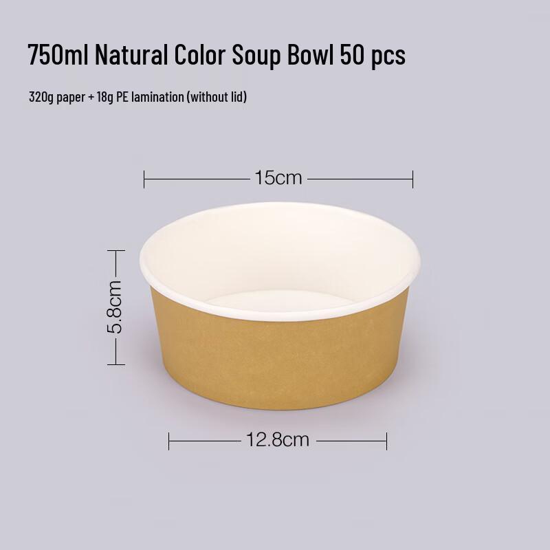 Beiyipin 700ml Disposable Corrugated Kraft Paper Bowls