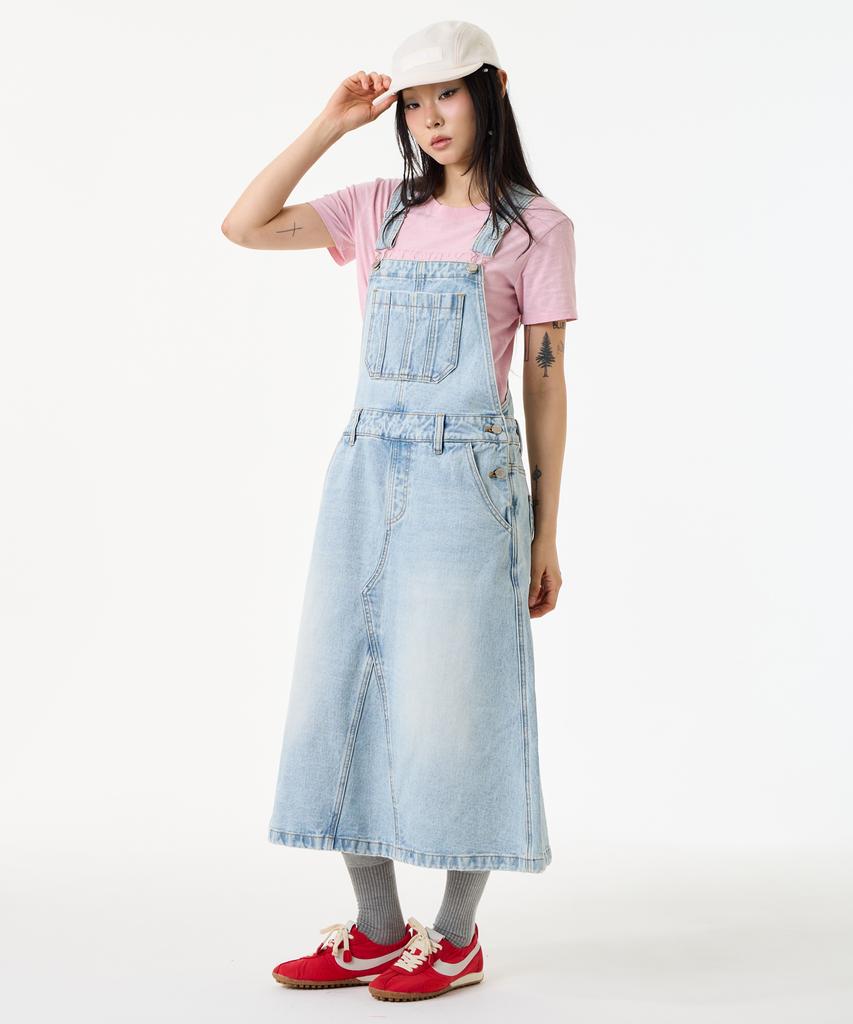 Unknown Planet Light Wash A-Line Denim Overalls