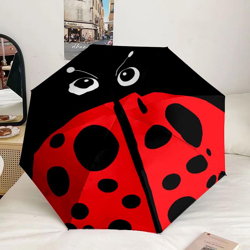 Ladybug Pattern Design Umbrella 8-Frame for Travel, Camping, Casual Lightweight Portable Umbrella, Essential for Every Family Holidays Gift