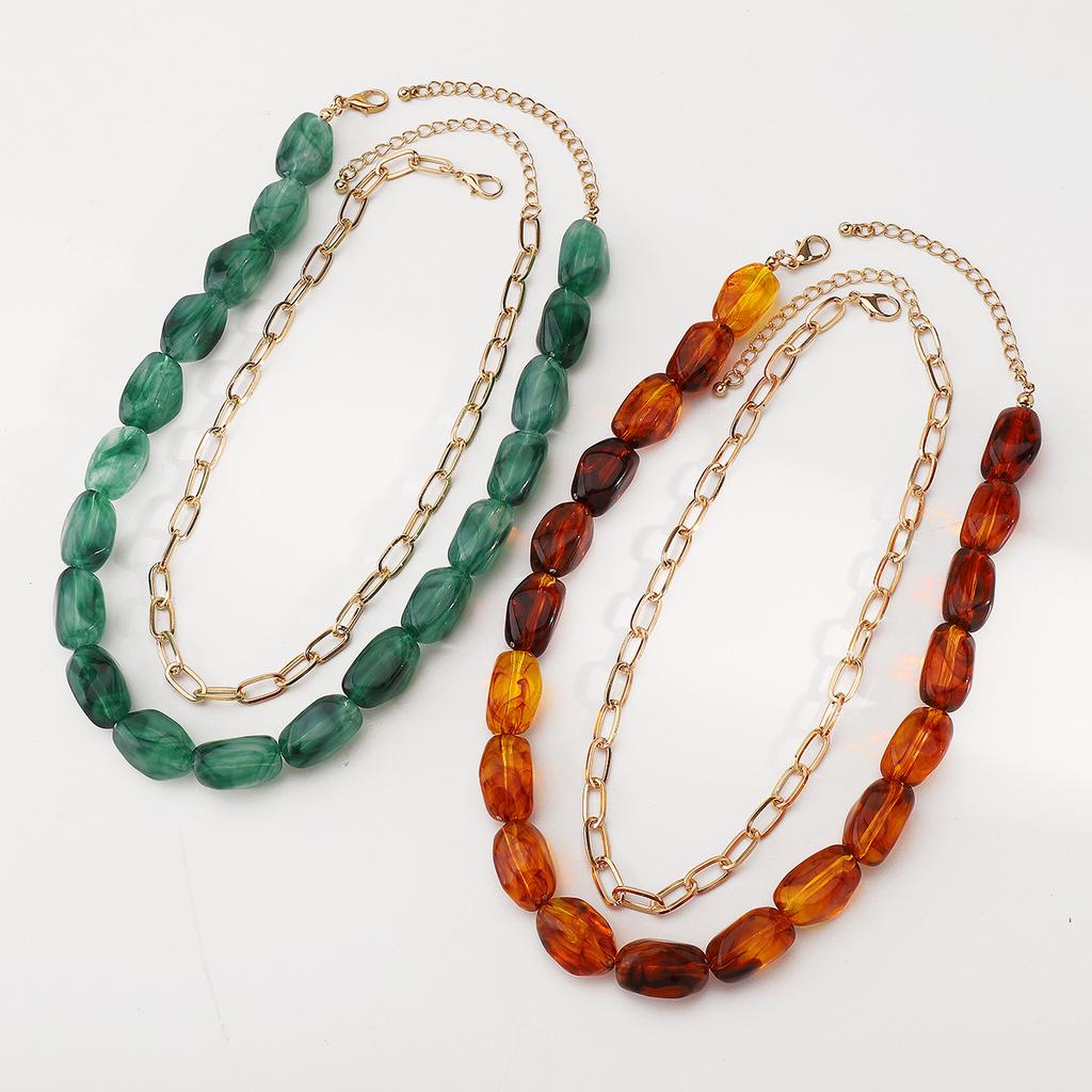 Colorful Stone Beaded Necklace Women's Clavicle Holiday Banquet Jewelry Gift