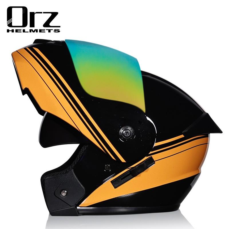 Dual Lens Flip-Up Full Face Motorcycle Helmet Men Women ABS Safety Gear Racing Street Riding