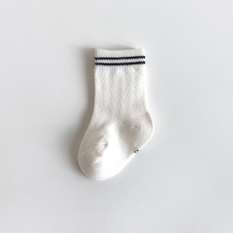 Unisex Infant Mesh Cotton Mid-Calf Socks (0-3 Years, Black/White)