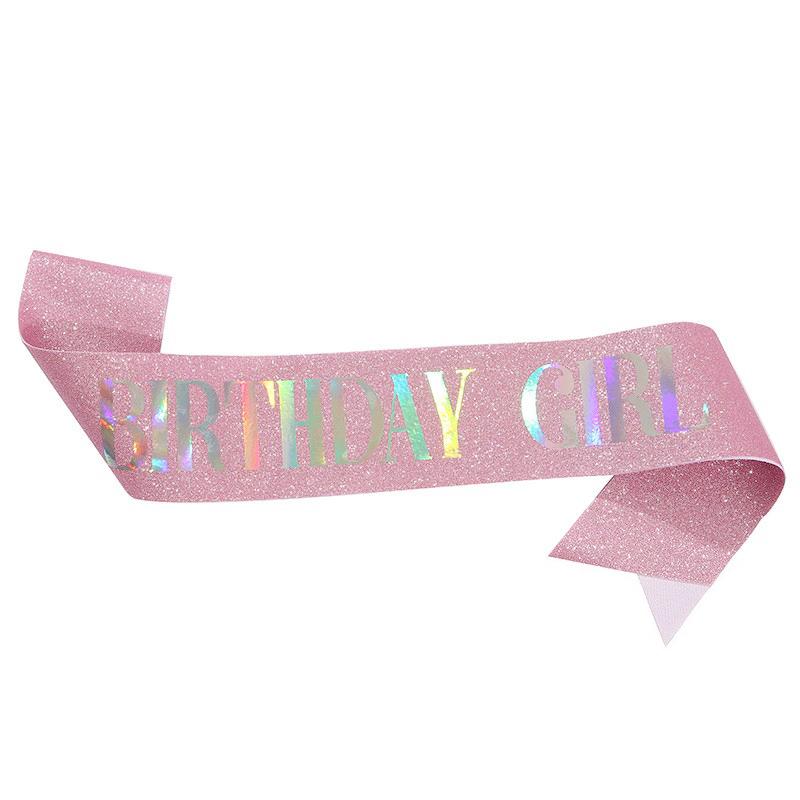 Birthday Queen Pink Crown Strap Set Birthday Queen Crystal Rhinestone Crown Party Accessories