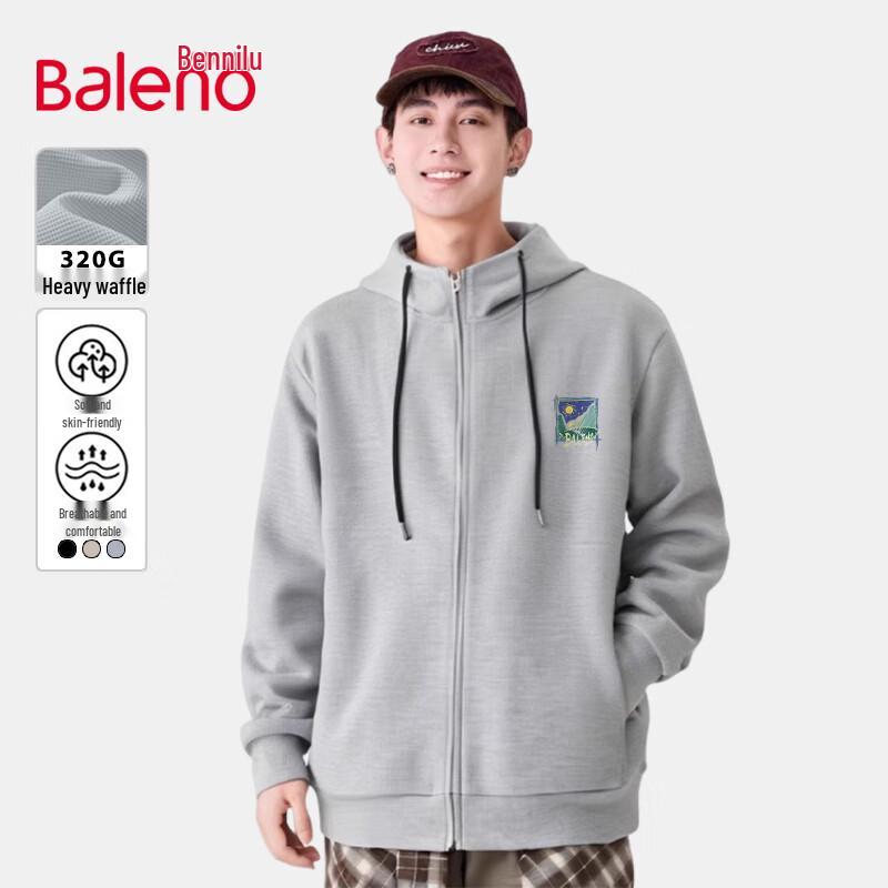 

Baleno Men s Waffle Knit Hooded Zipper Cardigan Jacket L