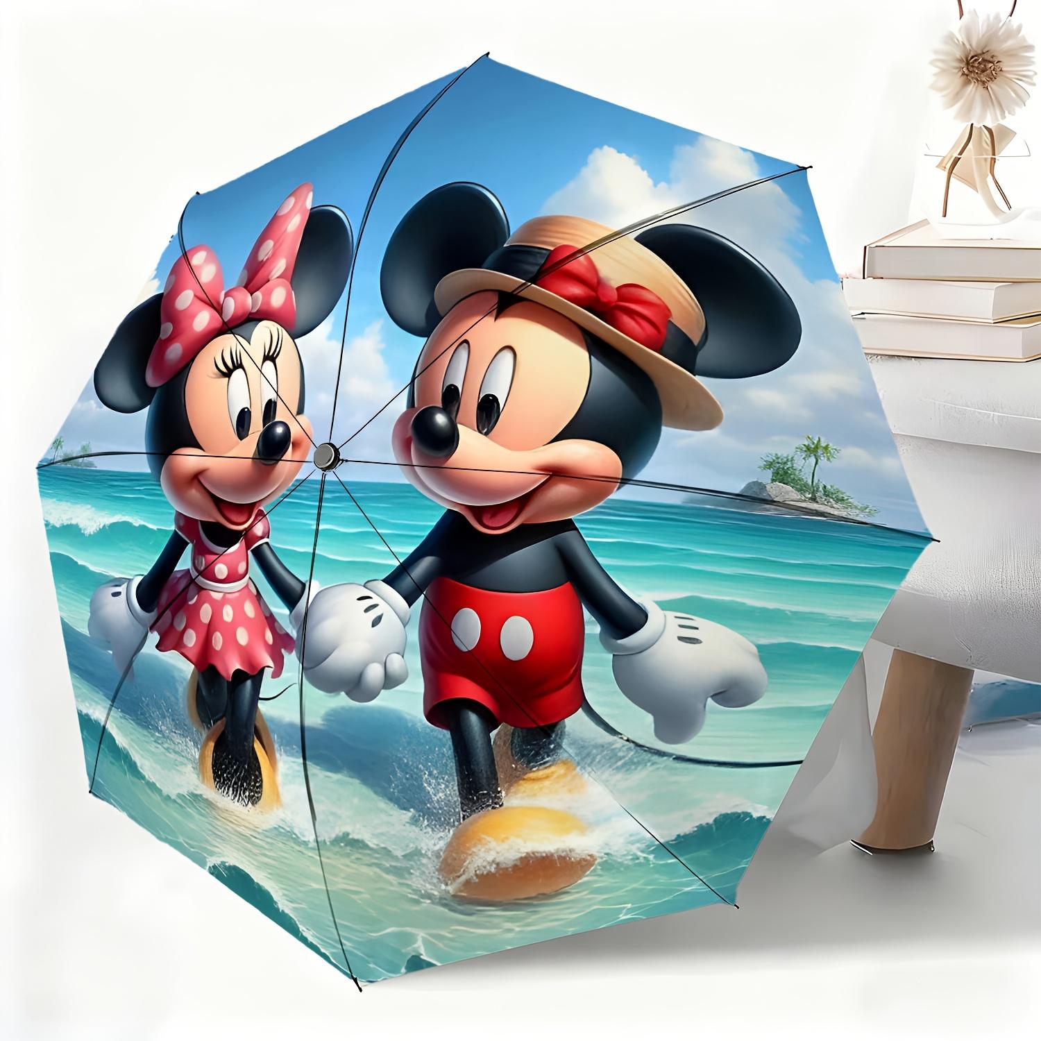

1pc Umbrella Featuring Mickey And Minnie for Seaside Strolls, a Fully Automatic Umbrella Suitable for All Occasions, a Portabl (as the picture,Iron&8K)
