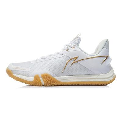 Li Ning Ground Flight SE Hálós Szintetikus Bőr Ütéscsillapítás Csúszásmentes Kopásálló Légáteresztő Alacsony Szárú Tollaslabda Cipő Férfi Cipő Fehér AYZR007-3