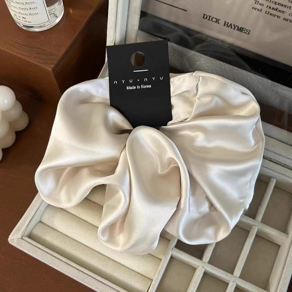 Oversize Satin Scrunchies Elatic Hair Bands Women Girls Ponytail Holder Silk Hair Ties Simple Large Chouchou Hair Accessories