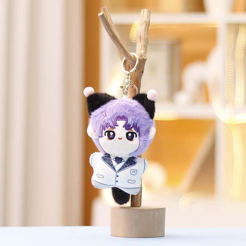 Lock Keychain Blue Cute Cartoon Girl Backpack Decorative Hanging Plush Doll