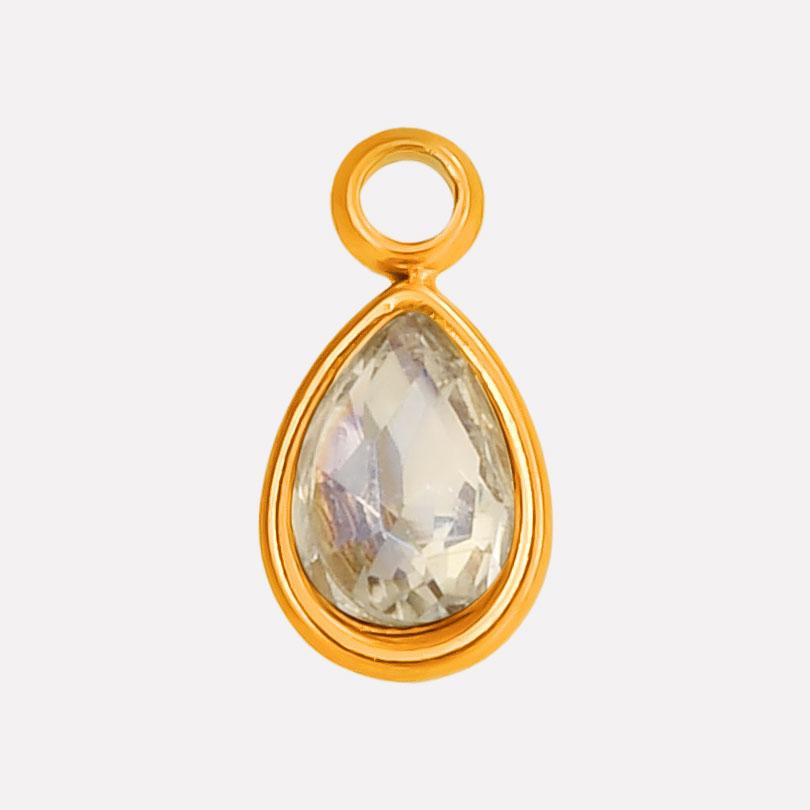 Geometry Water Droplets Pendant Shiny Rhinestone Stainless Steel Base Waterproof Charms For Jewelry Making Supplies DIY Bracelet
