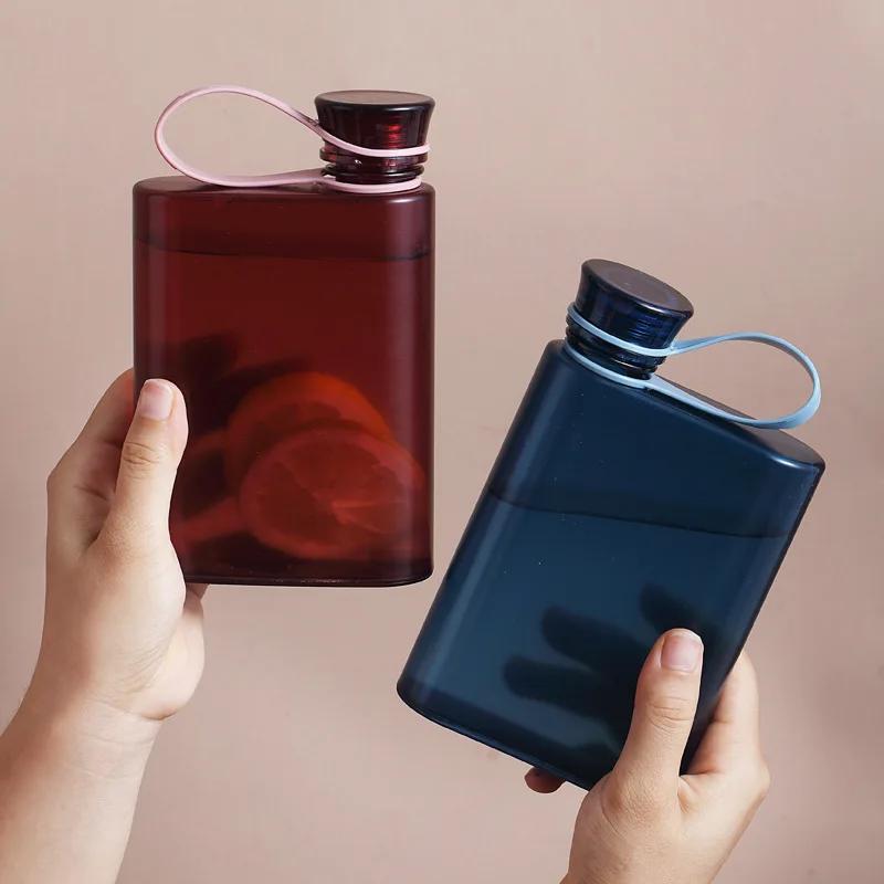 500ML Square Water Bottle Portable A5 Flat Style Water Cup With Handle Outdoor Sports Drinks Kettle Notebook Bottle Drinkware for Daily Use