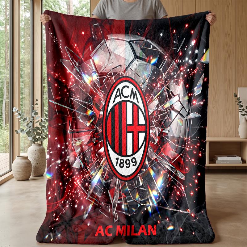 Couverture sur le thème de l'AC Milan Couverture douce en flanelle Couverture jetée en peluche Couverture douillette pour canapé et lit pour la décoration de la maison