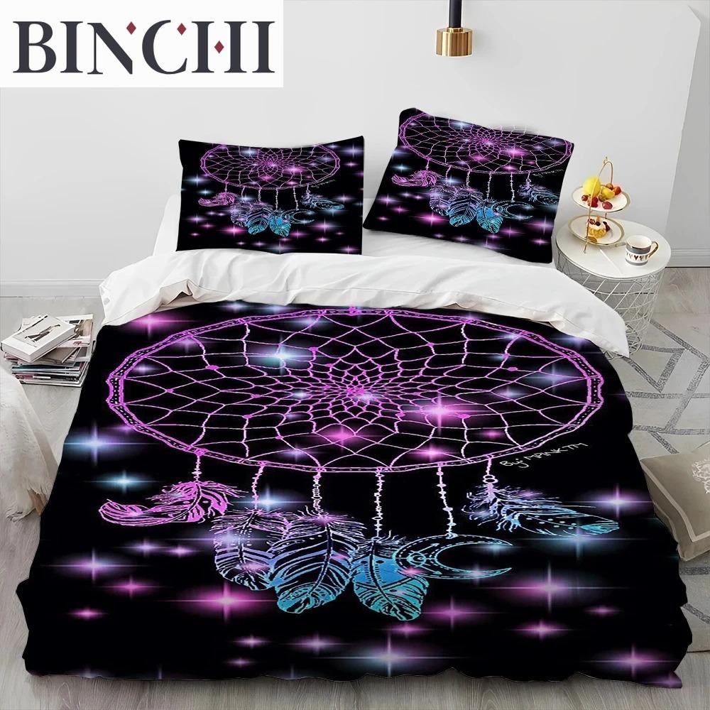Fashion DreamCatcher Feather Owl Comforter Bedding Set King Queen Size Duvet Cover Pillowcase Soft Comfortable