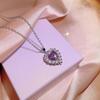 Purple Heart Zircon Jewelry Set: Ring, Earrings, and Necklace - Elegant Three-Piece Collection