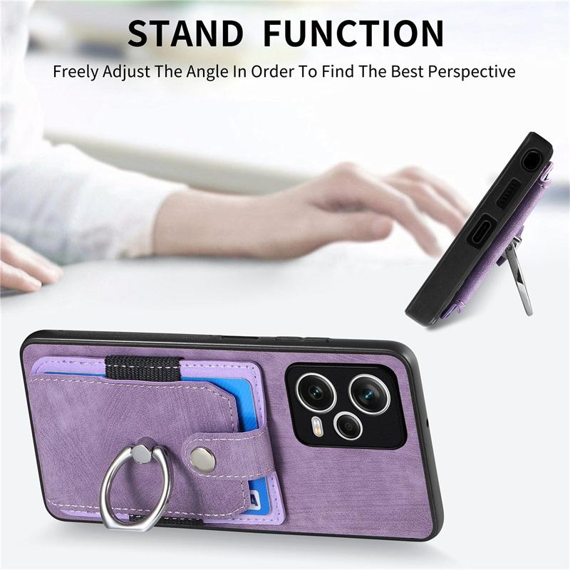 For Redmi Note 12 4G Leather Wallet Id Card Slot Ring Holder Case For Redmi Note 12 Turbo 12R 12 Pro Plus Stand Shockproof Cover